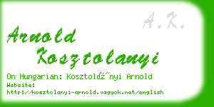 arnold kosztolanyi business card